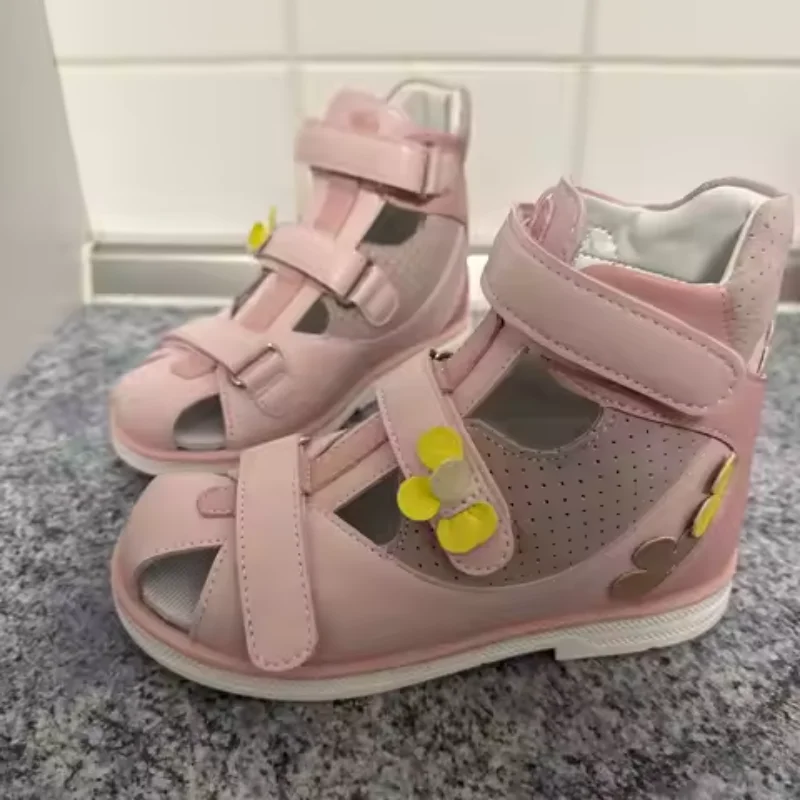PRINCE PARD Orthopedic Sandals for Toddlers and Kids Closed Toe High top Corrective Shoes for Girls with Arch and Ankle Support