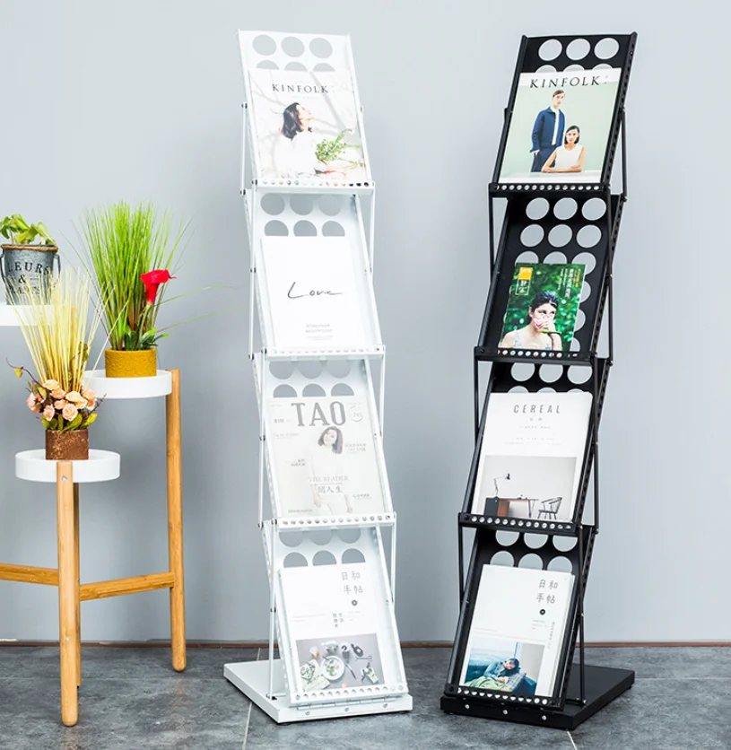 High Quality Eco-Friendly A4 Catalog Rack Foldable Metal Brochure Holder Magazine Stand For Advertising Display Carton Packing