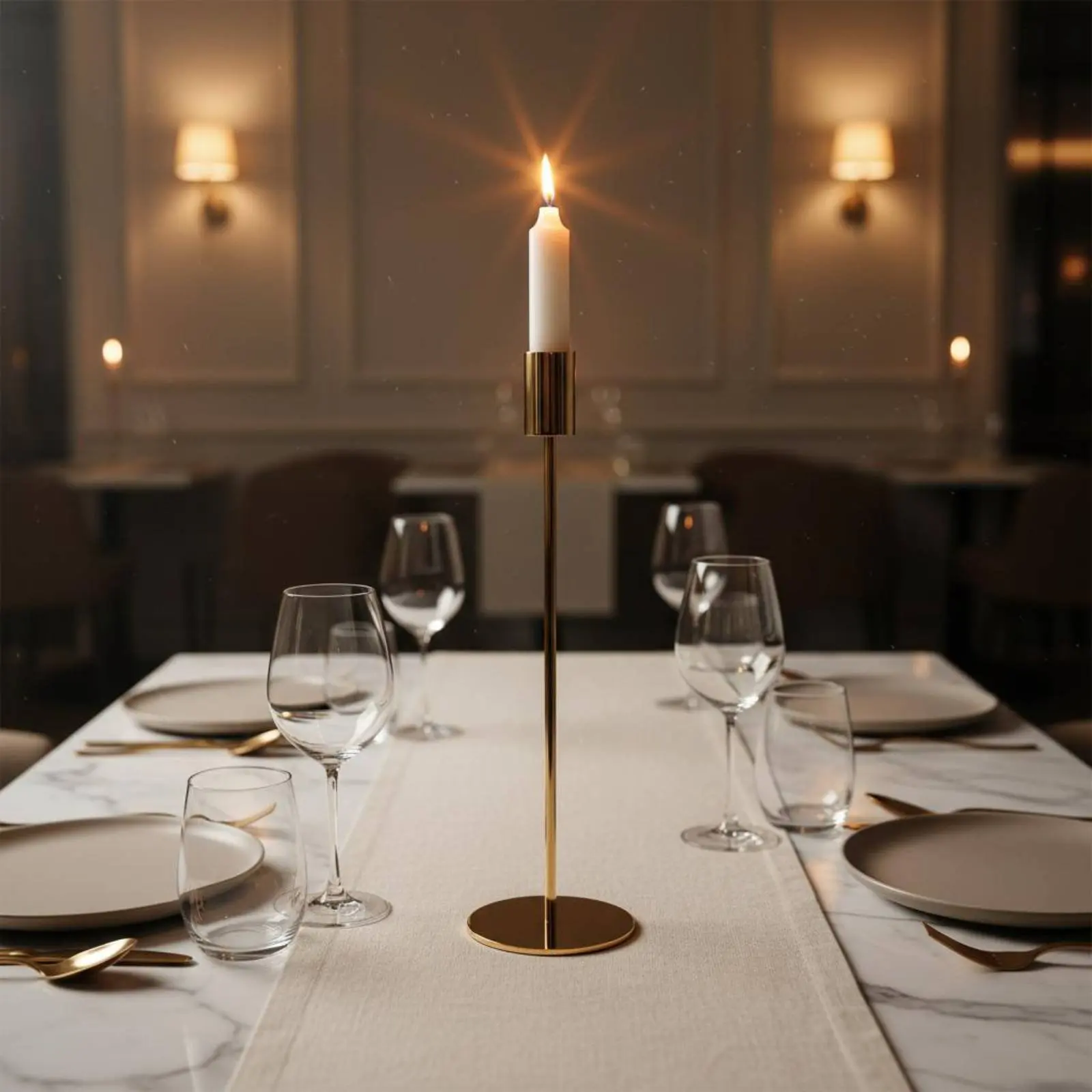 Gold Metal Candle Holder Set 2
