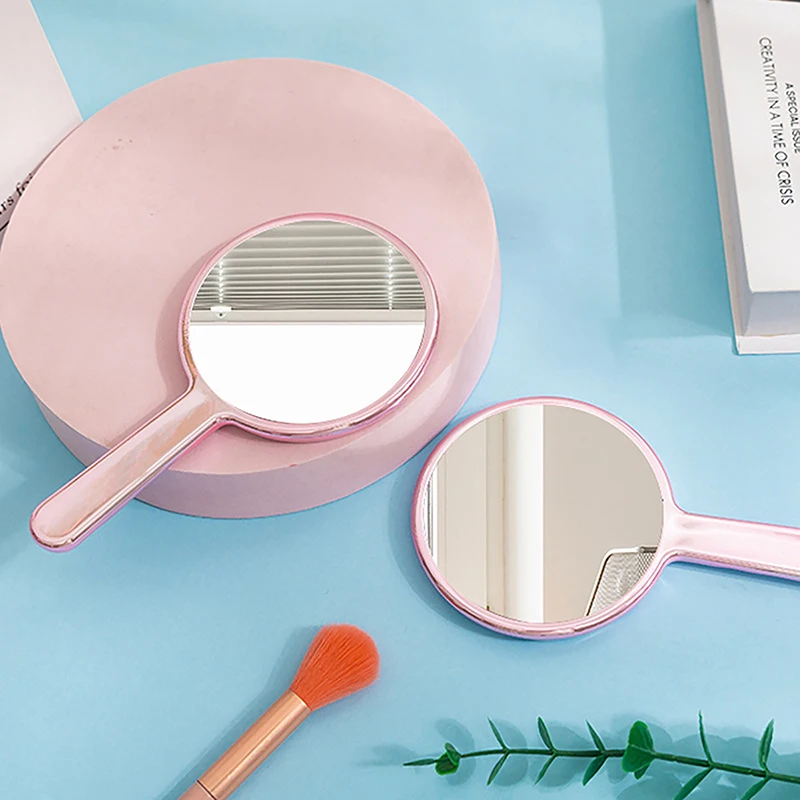 1 قطعة مرآة ماكياج تموج الماء المحمولة عقد اليد البيضاوي مرآة مستديرة استعادة الطرق القديمة مرآة المحكمة أداة الجمال