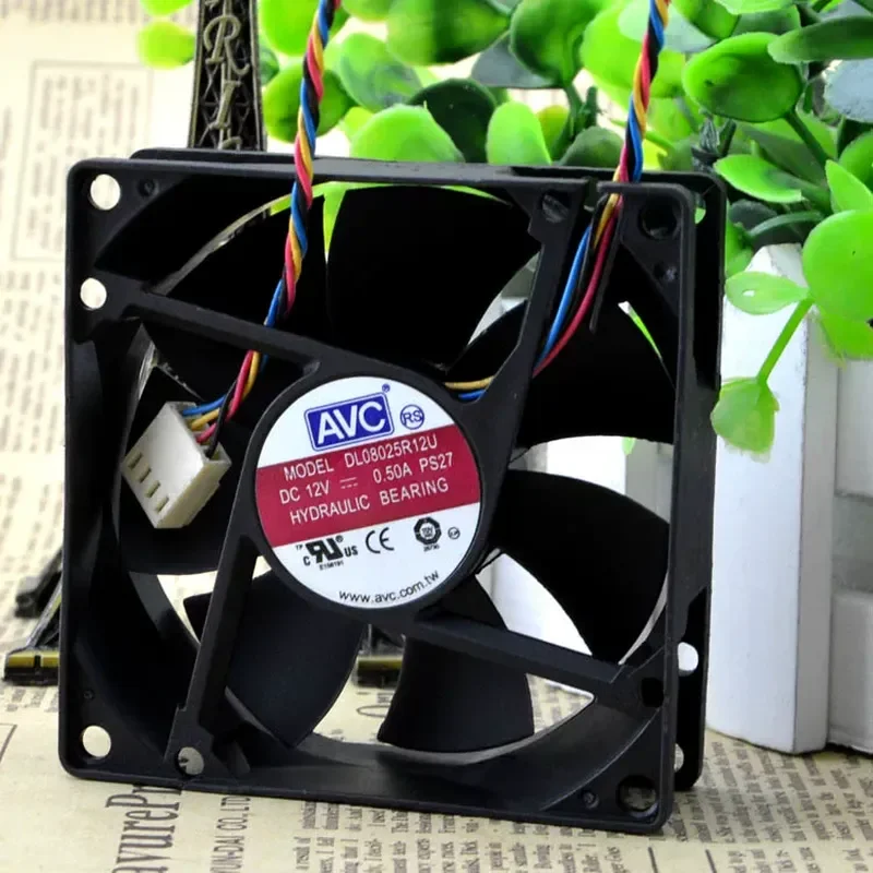 for AVC DL08025R12U 80mm 12V 0.5A PWM 4-Wire CPU Cooling Fan High Air Volume Speed Control