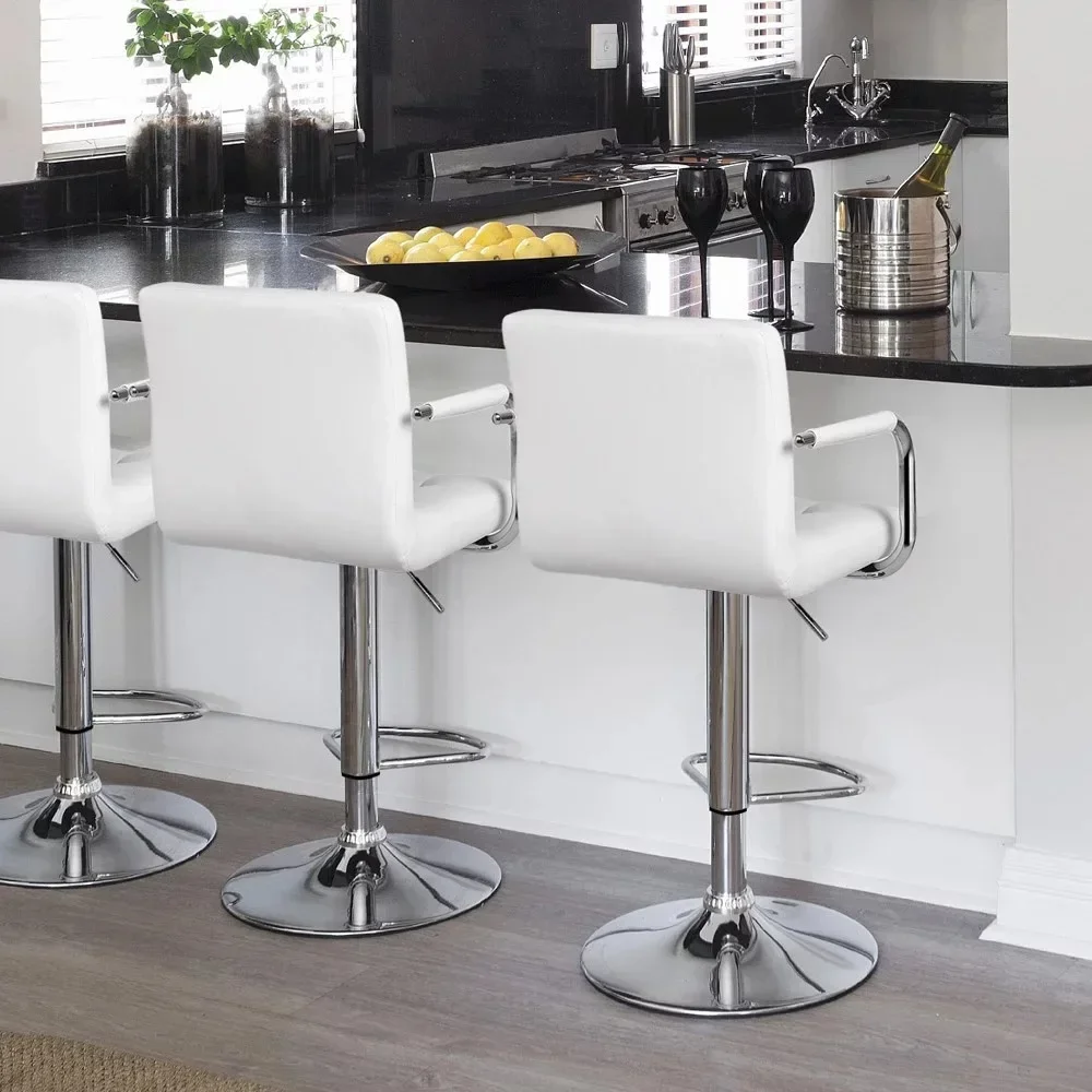 2pcs Faux Leather Swivel Bar Stools for Home Counter, Kitchen bench