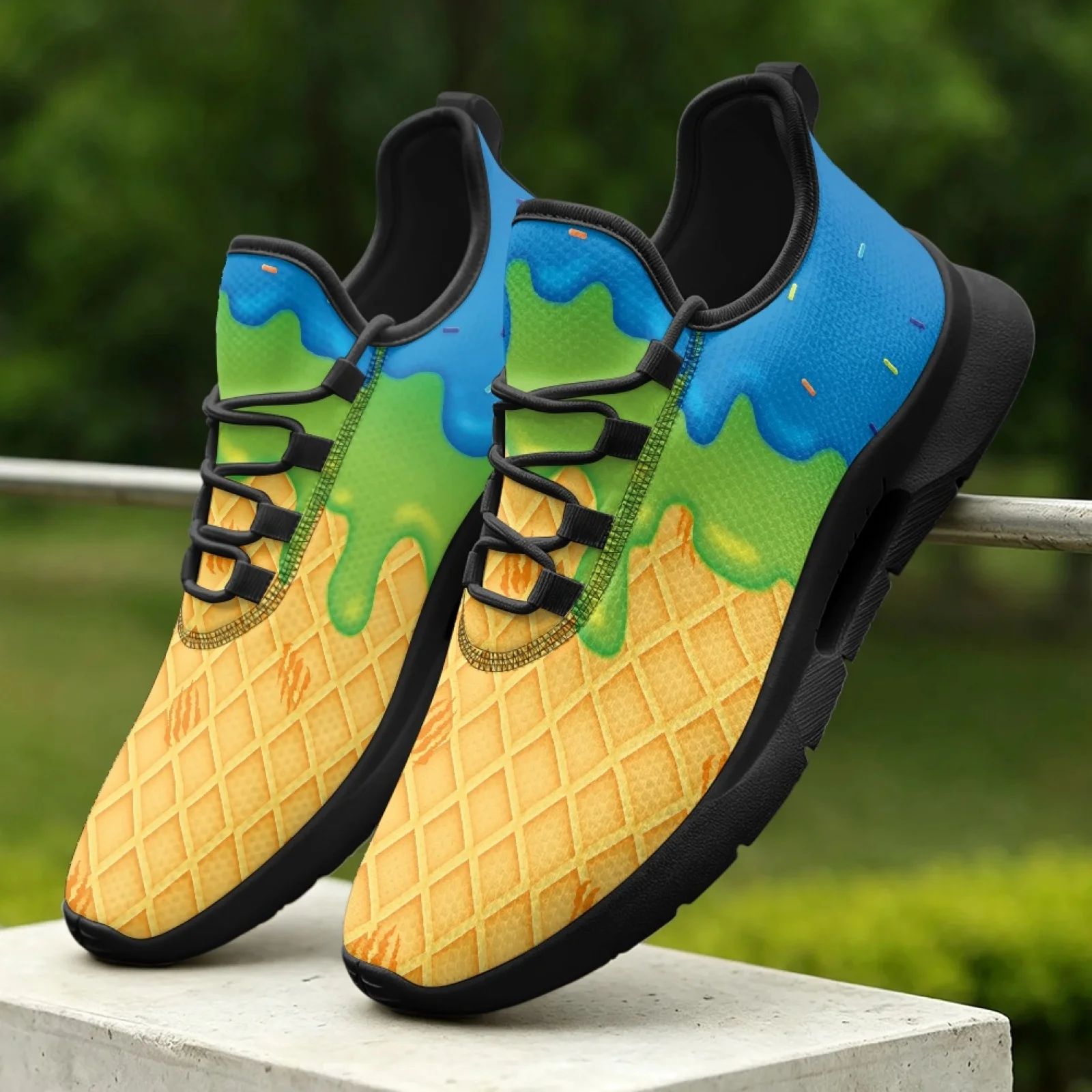 XIXIRIMIDO Women's Lace-up Casual Shoe Nurse Shoes Women's Sandals Men's Sneakers and Casual Shoes Tenis Feminino Ice Cream