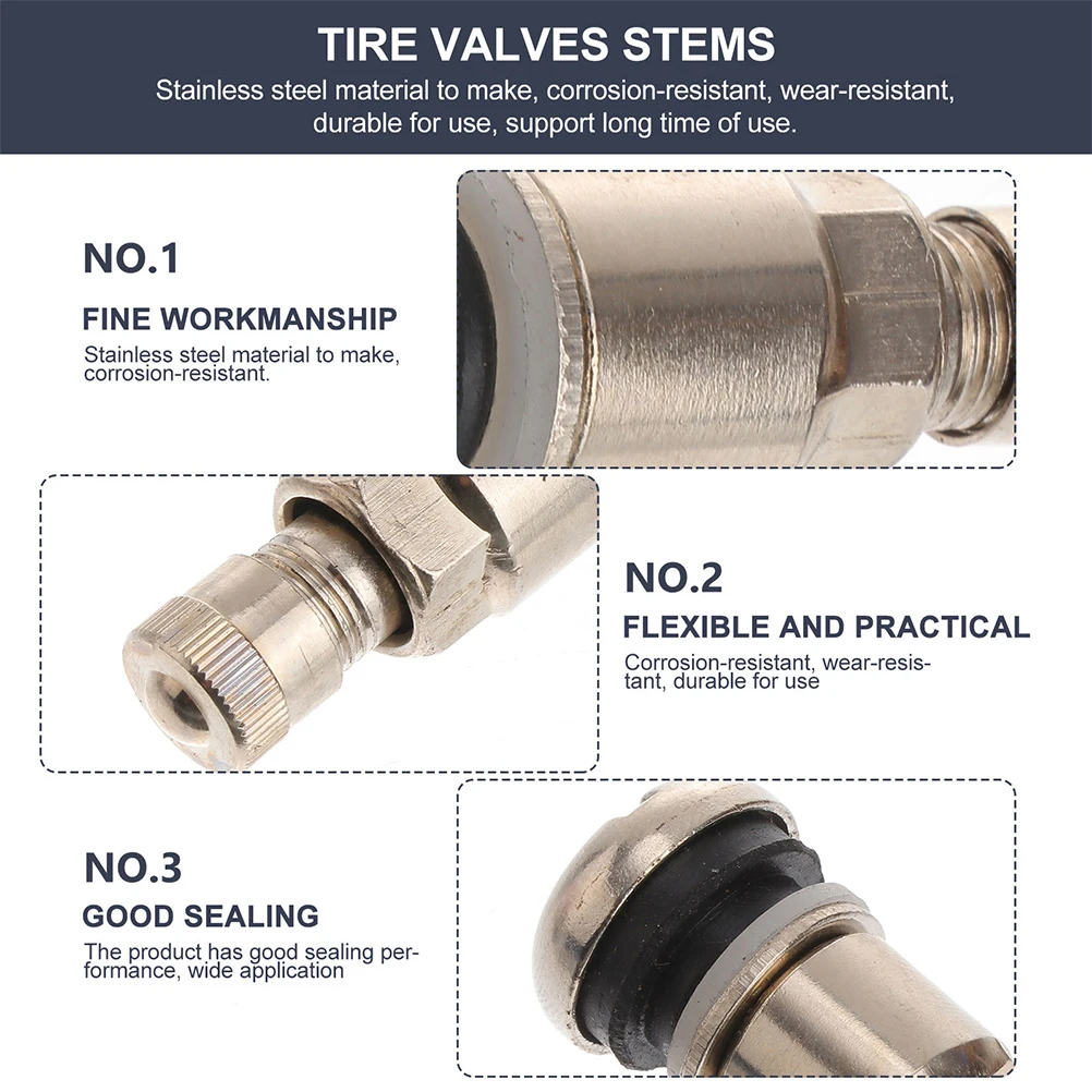 

12pcs Tire Valve Caps Stainless Steel Car Truck Suv Bike Motorcycles Air Tight High Temp Resistance Durability