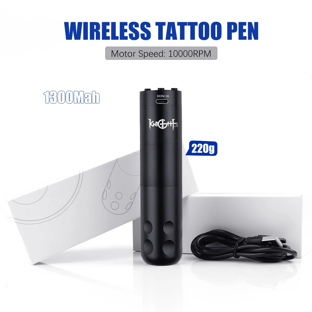 

Professional Wireless Tattoo Machine Knight II Battery Tattoo Pen 1300mAh Battery LED Screen Permanent Makeup Tattoo Machines