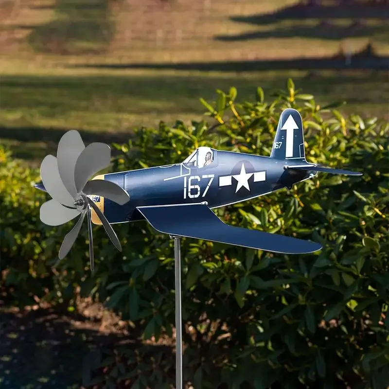 Aircraft Weather Vane Wind Direction Compass Pipe Stainless Steel Airplane Weathervane Windmill 3D Garden Decoration Windmill