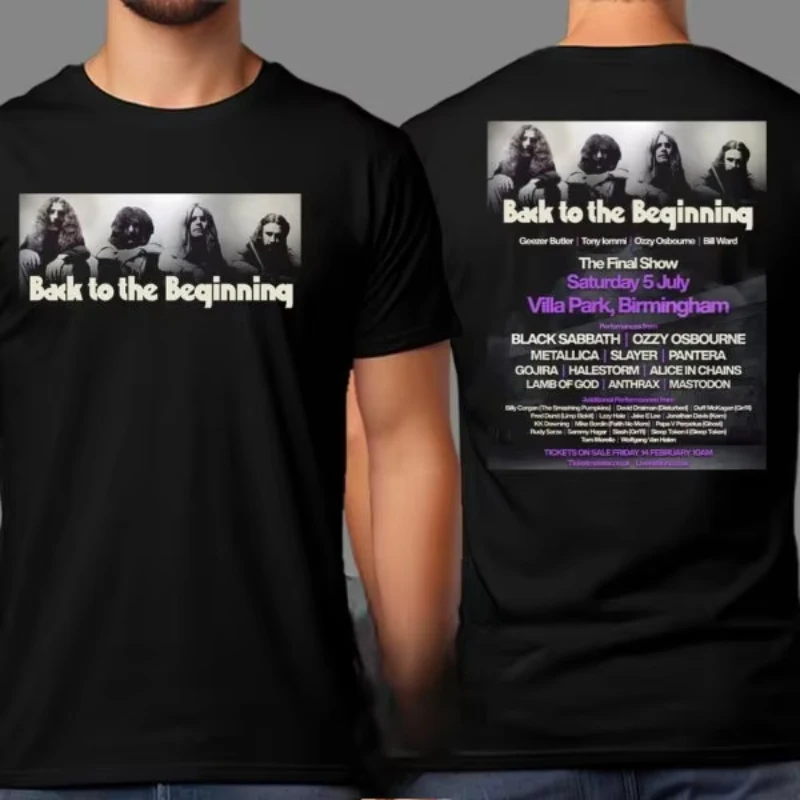

Футболка Black Sabbath and Ozzy Osbourne Back To The Beginning Merch Event с двусторонней футболкой Lineup Ins Y2k New Brand New Style