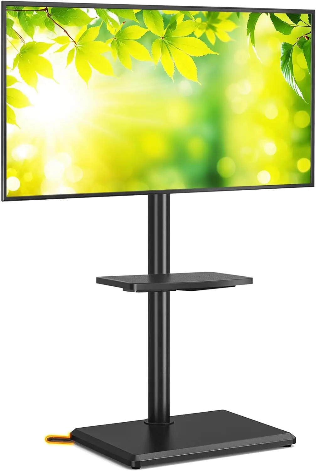 

Поворотная и регулируемая по высоте напольная подставка для телевизоров 32-60 дюймов, деревянное основание с полкой, выдерживающая до 88 фунтов, идеально подходит для гостиной, спальни.