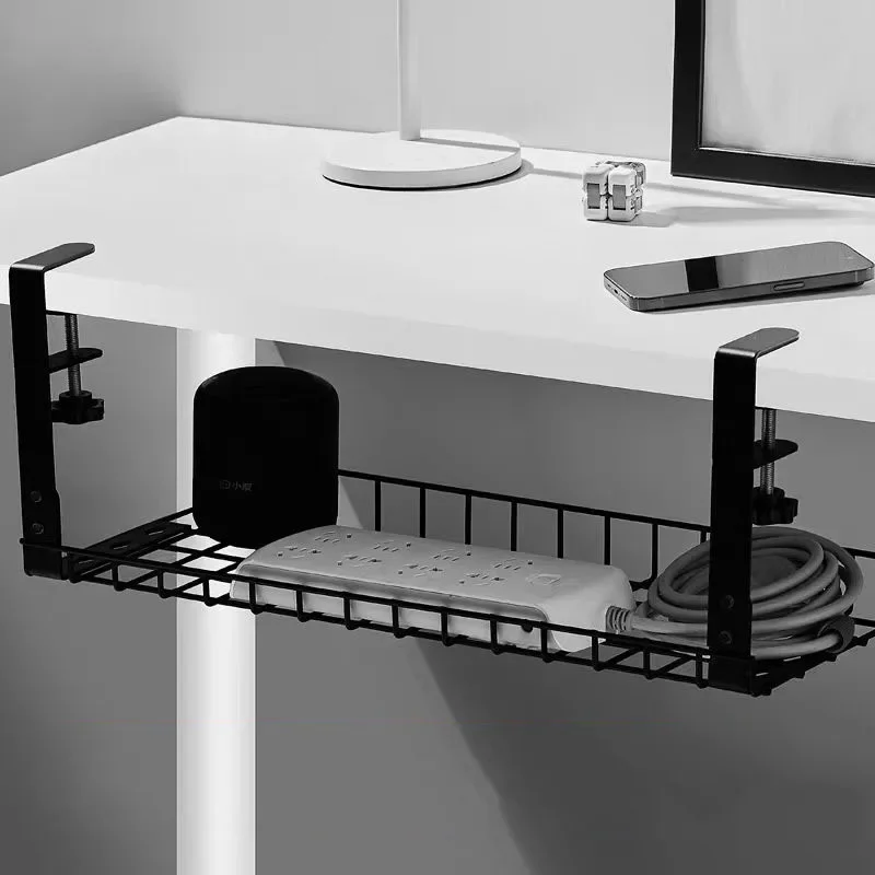 Under Table Cable Storage Rack No Drill Cable Management Racks Portable Sturdy Durable Wire Storage Tray Home Office Oragnizer