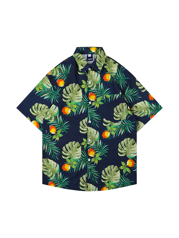 Travel Casual Lightweight Breathable Summer Hawaiian Vacation Loose Fit Short Sleeve Floral Shirt Men's Summer Fashion