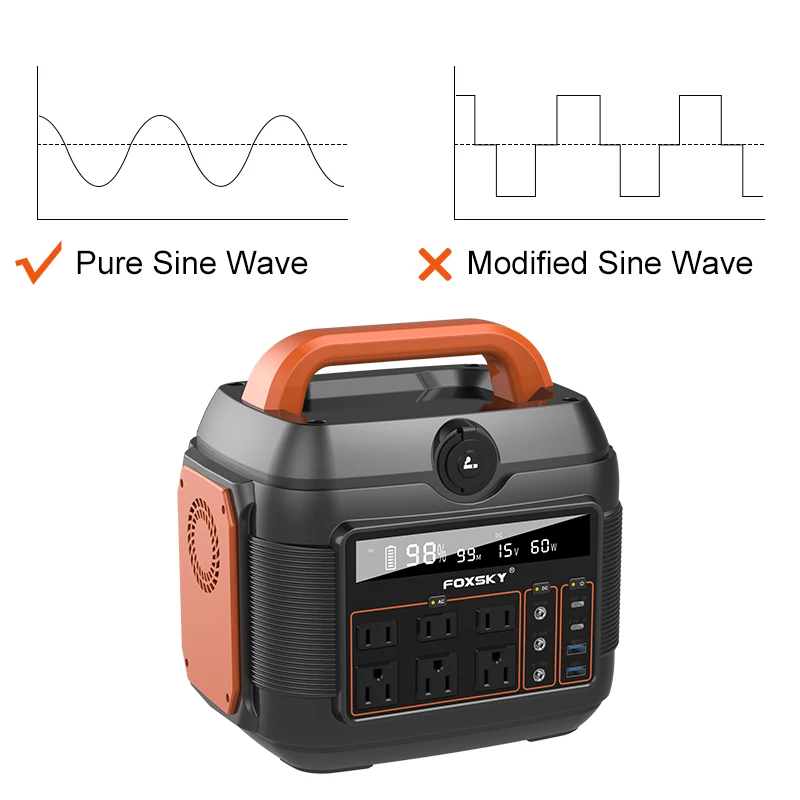 High Voltage Power Bank Portable Energy Storage Battery Power Station 600W AC Solar Inverter Power Supply 600W 568Wh