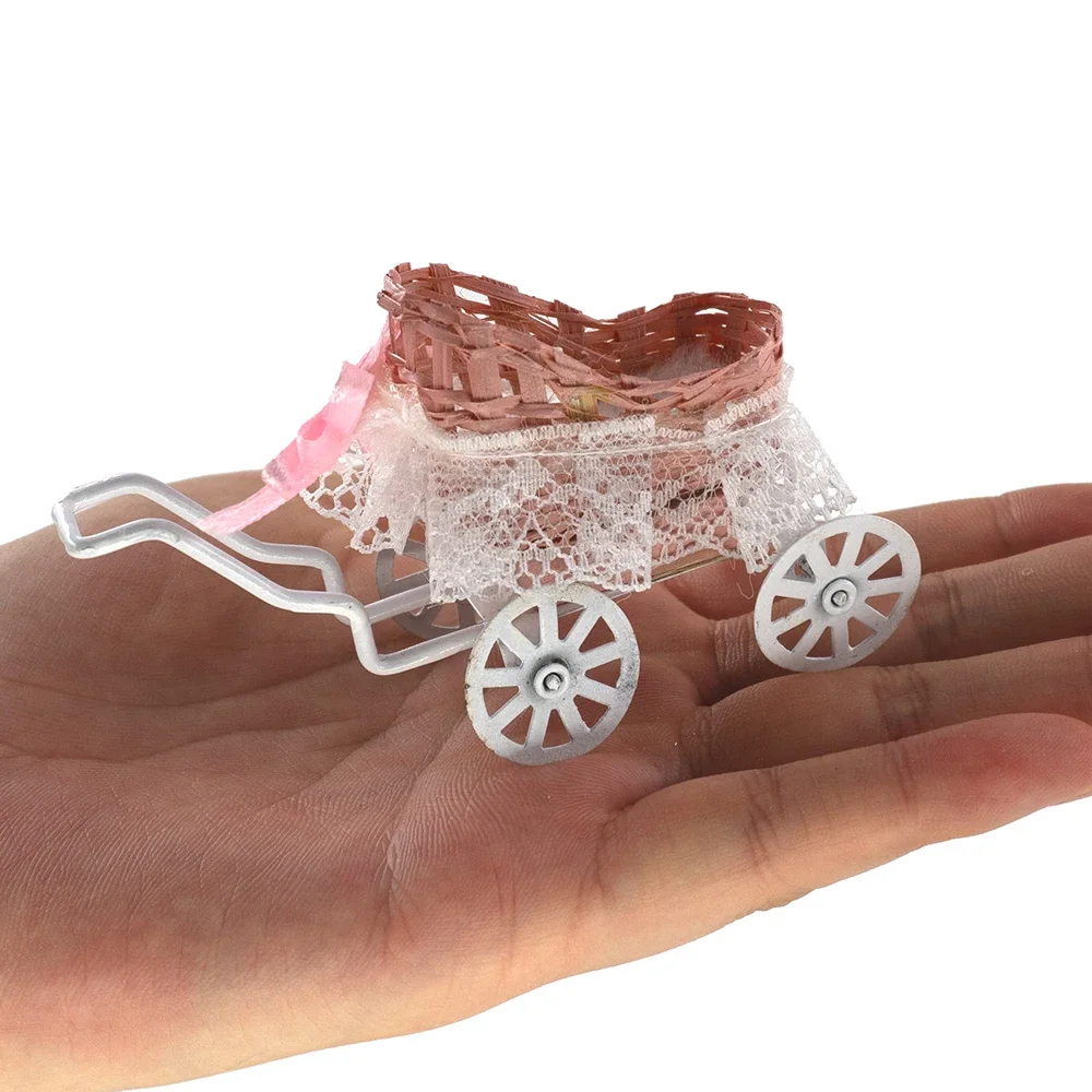 1/12 Dollhouse Miniature Accessories Mini Baby Carriage Simulation Barrow Model for Doll House Decoration ob11