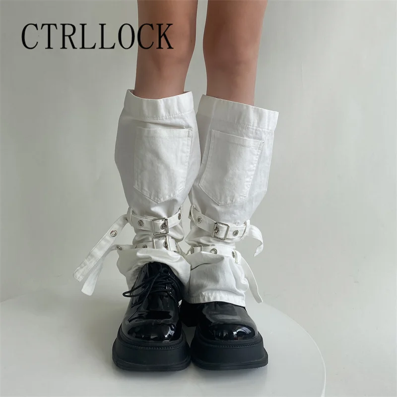 CTRLLOCK Techwear Strappy Y2K Straight Buckle Strapes Mini Pocket Leg Warmers