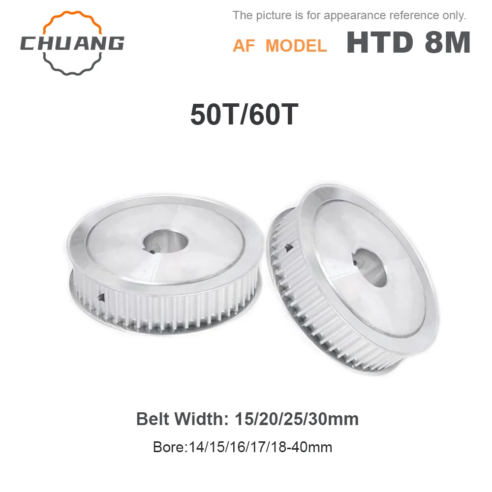 

HTD 8M 50T/60T AF type Timing Belt Synchronous Pulley Bore 14/15/16/17/18~40mm Teeth Pitch 8 mm For 15/20/25/30mm HTD 8M AF type