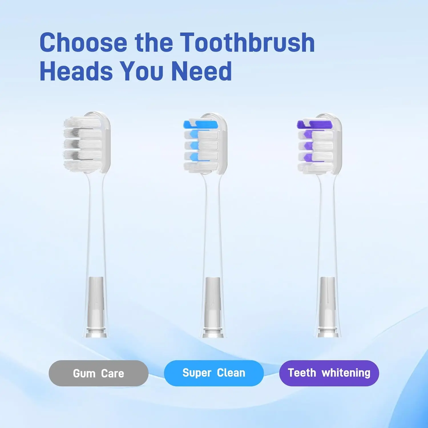 10 Pcs/Pack Replacement Toothbrush Heads For Laifen Wave Electric Toothbrush, Cleansing and Brightening , Transparent image 4