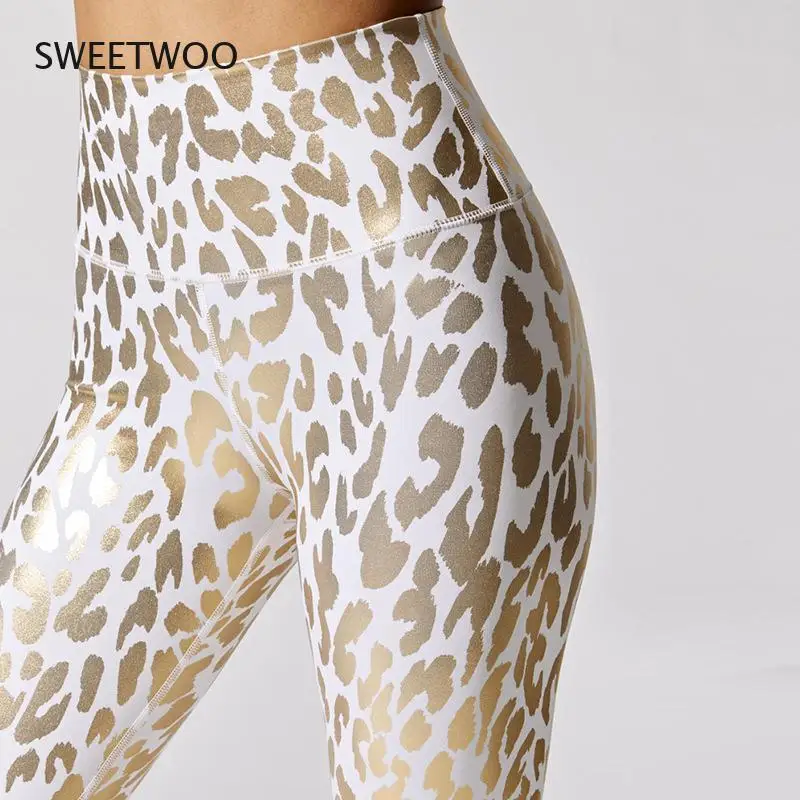 Leopard Print Tights Women\'s Yoga Pants High Waist Sports Tights Women\'s Fitness Sportswear Sportswear Black White Leggings