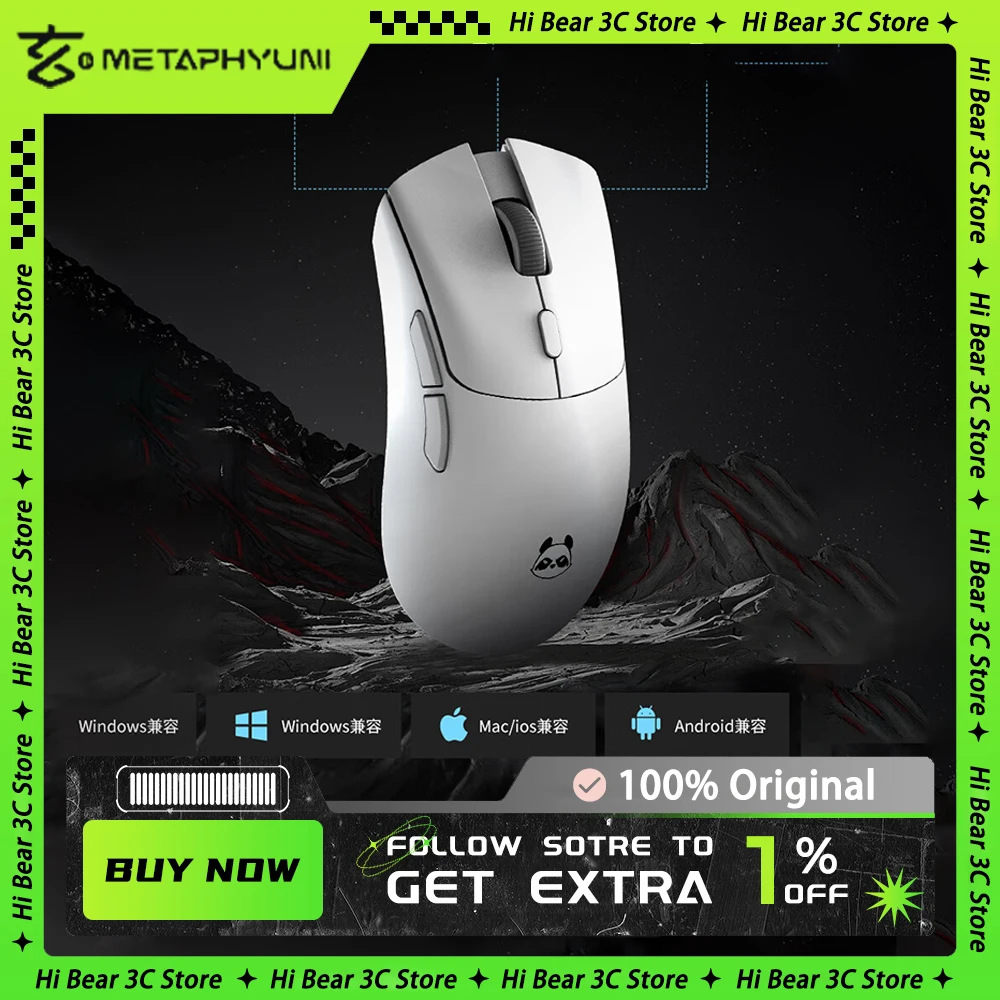 

METAPHYUNI Metapanda P1 UItra Mouse 4K PAW3395 Sensor Tri Mode Wireless Mouse Low Latency Lightweight Gaming Mice Pc Accessories