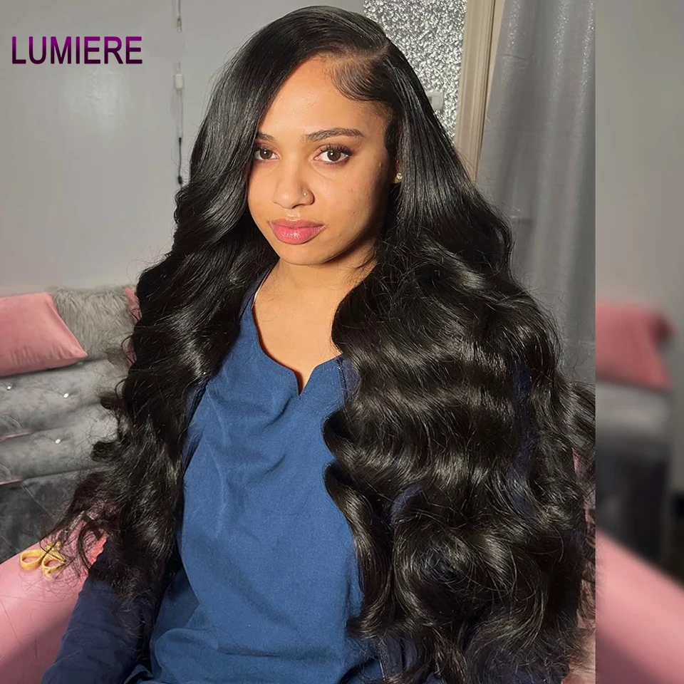 Lumiere 13x4 Body Wave Lace Front Echthaar Perücke malaysische 4x4 transparente Spitze Verschluss Perücke Großhandel bereit, leimlose Perücke zu tragen