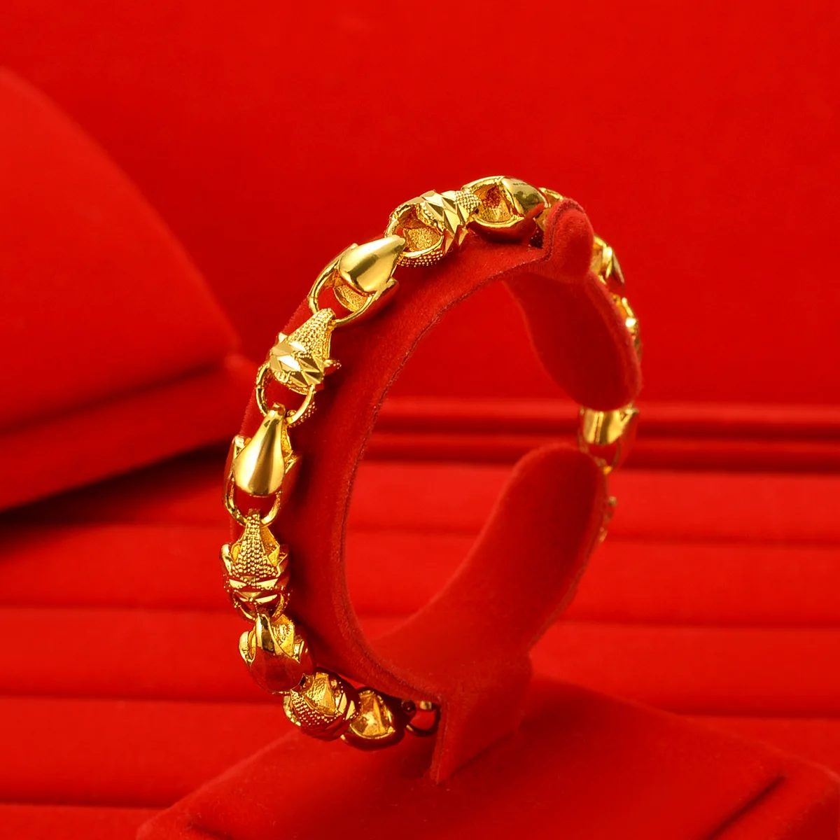 AU999 gold bracelet womens jewelry 24K pure gold temperament simple fashion real gold hollow exquisite hand jewelry