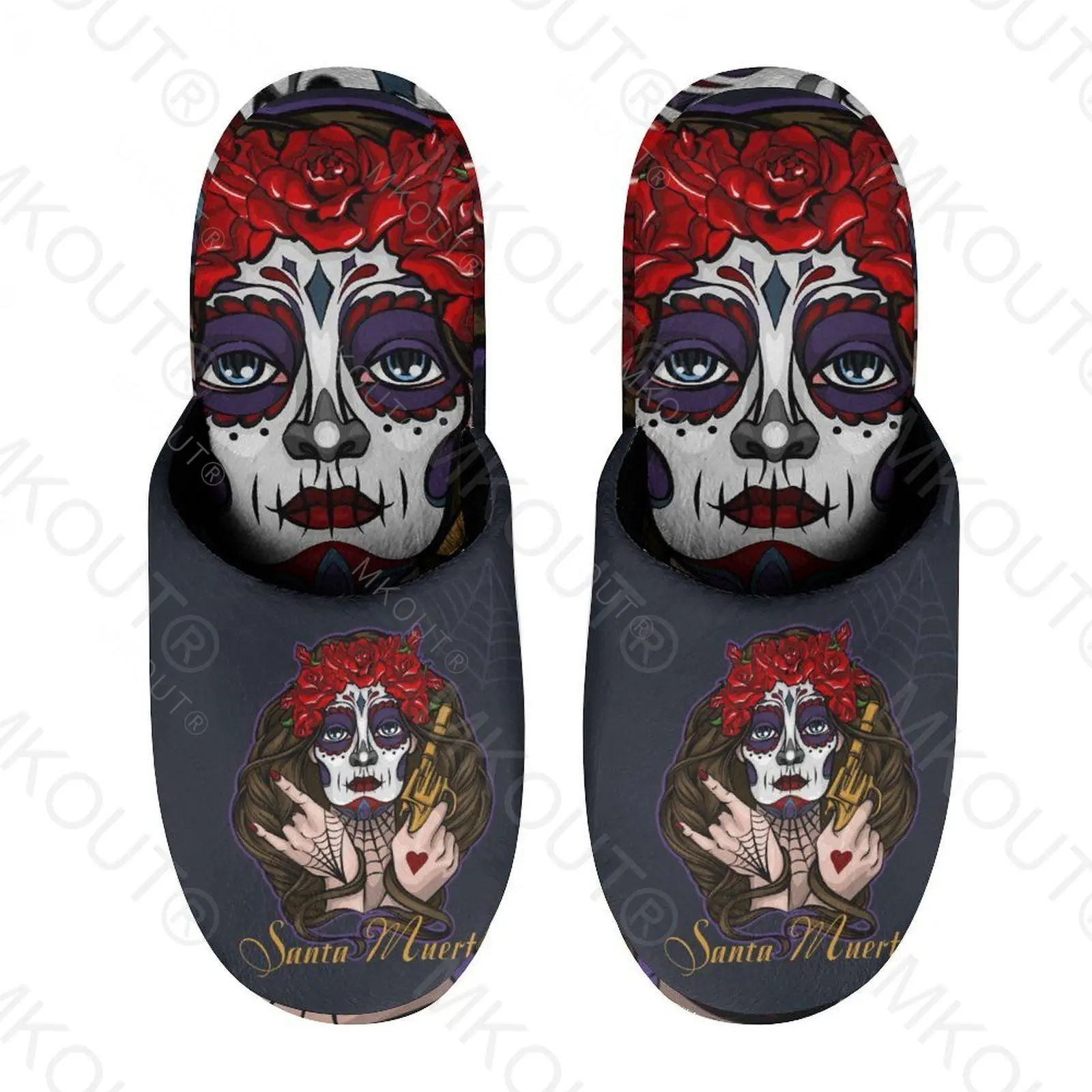 

Теплые хлопковые тапочки для мужчин и женщин, Санты на толстой мягкой нескользящей подошве, кожаные домашние тапочки, (15)