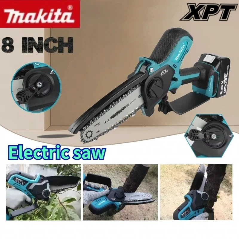 

Makita 8 Inch Chain Saw Cordless Electric Saw Brushless Handheld Portable Wood Logging Chainsaw Garden Pruning Wood Power Tool