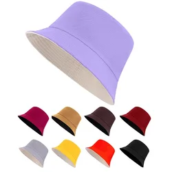 New Unisex Reversible Foldable Bucket Hat Cotton Summer Sun Beach Hat Packable Travel Hiking Casual Outdoor Fisherman Cap