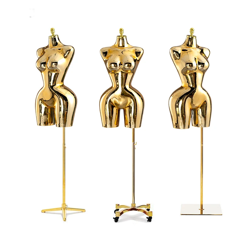 Factory Wholesale Curvy BBL Mannequin - Trendy Plus Size Upper Body Dummy Big Butt Big Breast Gold ABS Paint​