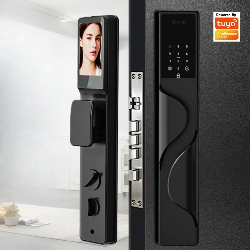 Aluminum Alloy Smart Door Lock with Facial Recognition Fingerprint Password and Palm Print Tuya Wifi APP