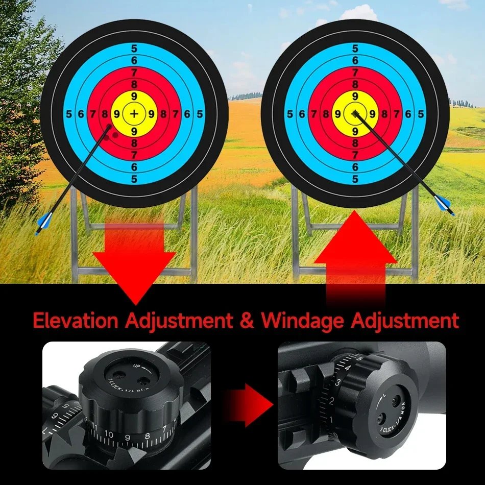 4-16x50EG Optics Riflescope with Laser Illuminated Tactical Sight Combo Airsoft Snipe Gear Hunting Shooting Holographic Scope