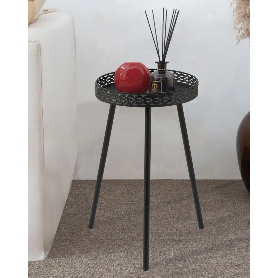

Side Table for Living Room: Small Round End Table for Housewife Black