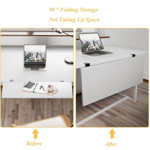 Imagen 2 del producto 2 unids/set soporte de escritorio plegable en forma de L resistente sin perforaciones ahorro de espacio placa de extensión de escritorio accesorios de Hardware