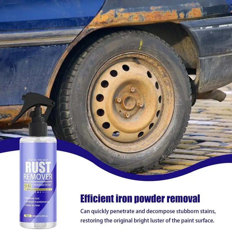 Tire Rust Remover Spray 100ml Iron Powder Rust Removal Spray For Car Metal Rust Out Instant Remover Tyre Cleaner Spray For Car