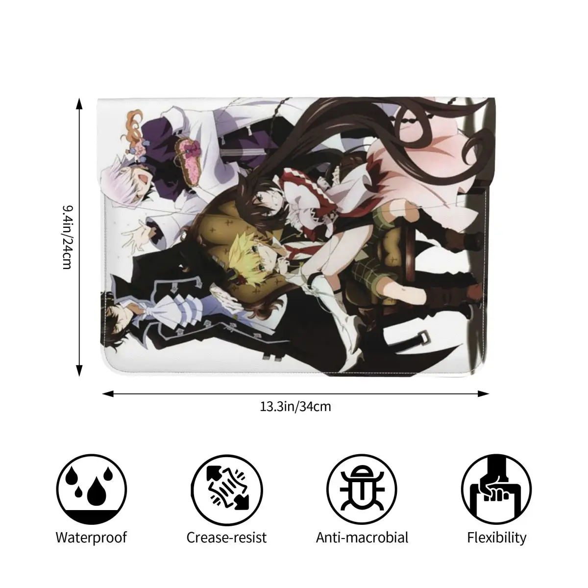 Anime Pandora Hearts PU Leather Horizontal Laptop Sleeve Shockproof Soft Lining Notebook Case 13 Inch