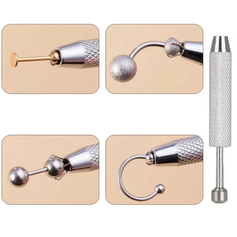 1Pc Four Claws Bead Pick-up Tool, Diamond Gem Prong Holder Tweezer, Body Piercing Jewelry Grabber Catcher Sprinkle Pen