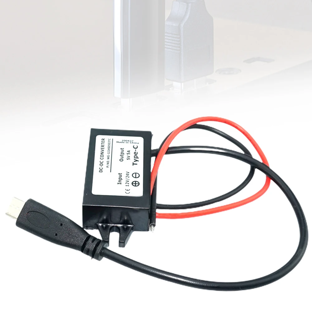 USB C Power Adapter Converts Vehicle's DC Supply (12 24 V) to Low Voltage (5 V) for Electronics like Dash Cameras