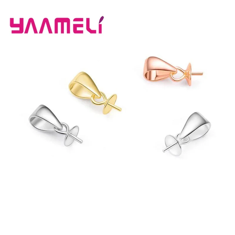 100PCS 925 Sterling Silver Screw Eye Pin Bail Top Drilled Beads End Cap For DIY Charm Pendant Connectors Jewelry Making