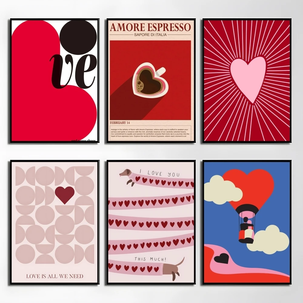 Постер Сердца на День Святого Валентина HD Арт Декор для Дома