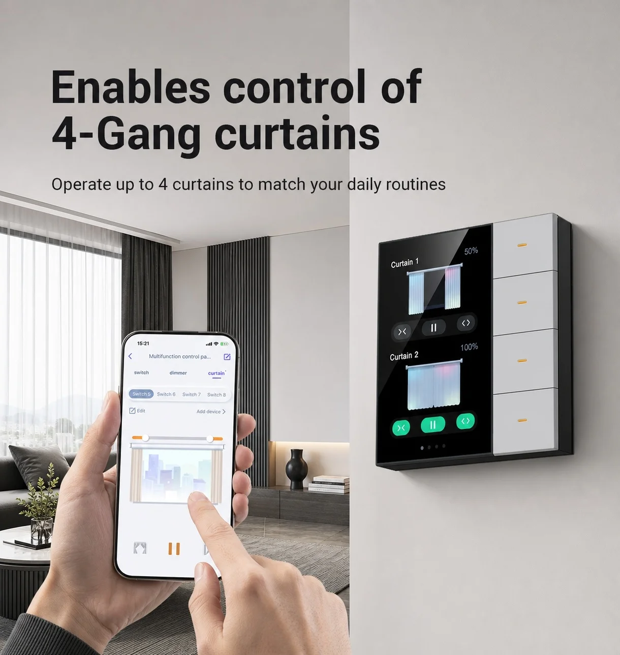 3.5 Inch Tuya Smart Touch Screen Wall Switch 86 Box 4 Buttons Central Control Panel Support Scene Linkage Smart Life Home Automa