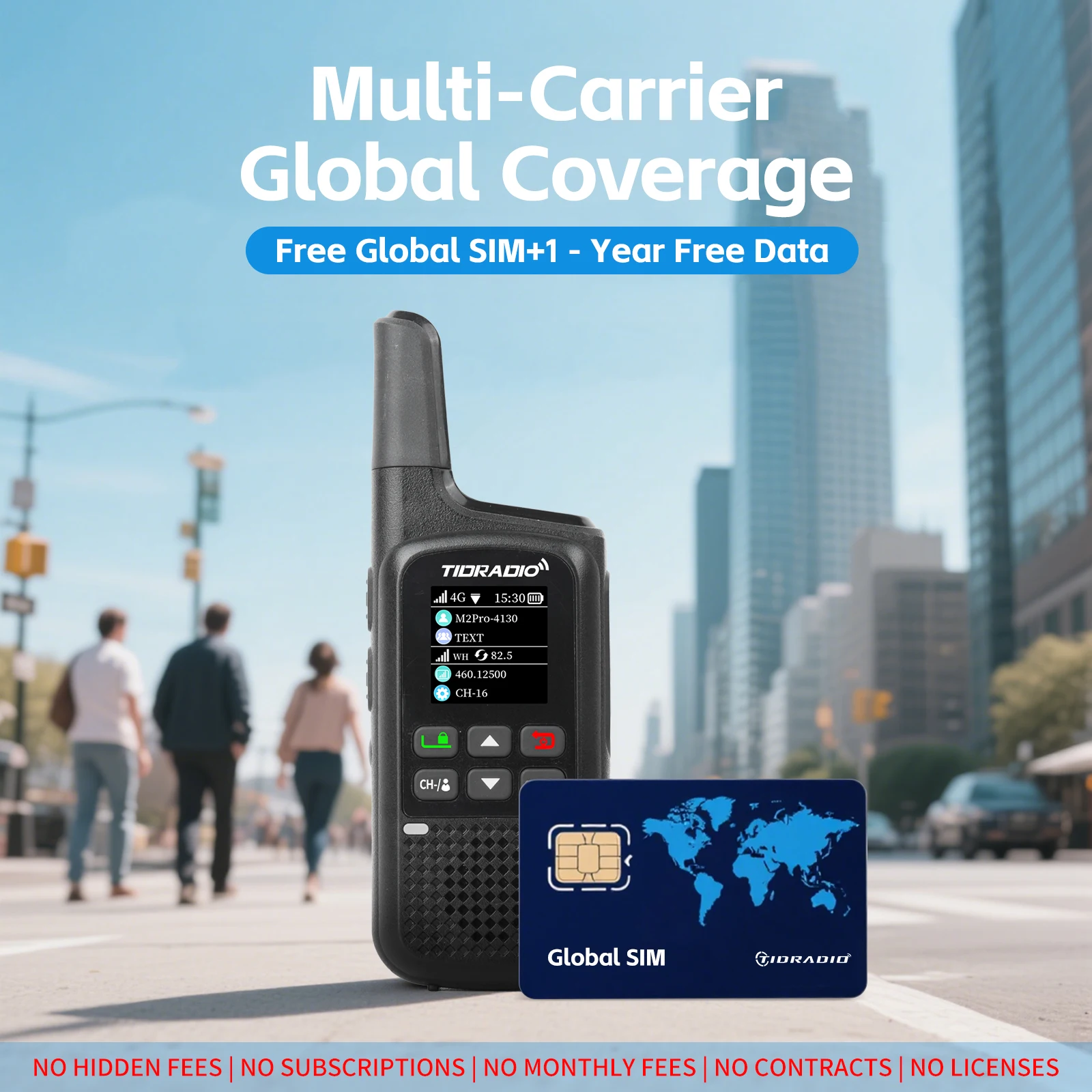 TIDRADIO TD-M2 PRO Global Walkie Talkie طويل المدى 4G شبكة خلوية PoC أجهزة الراديو + FRS، بطاقة SIM مزدوجة الوضع الاستعداد-PTT متضمنة