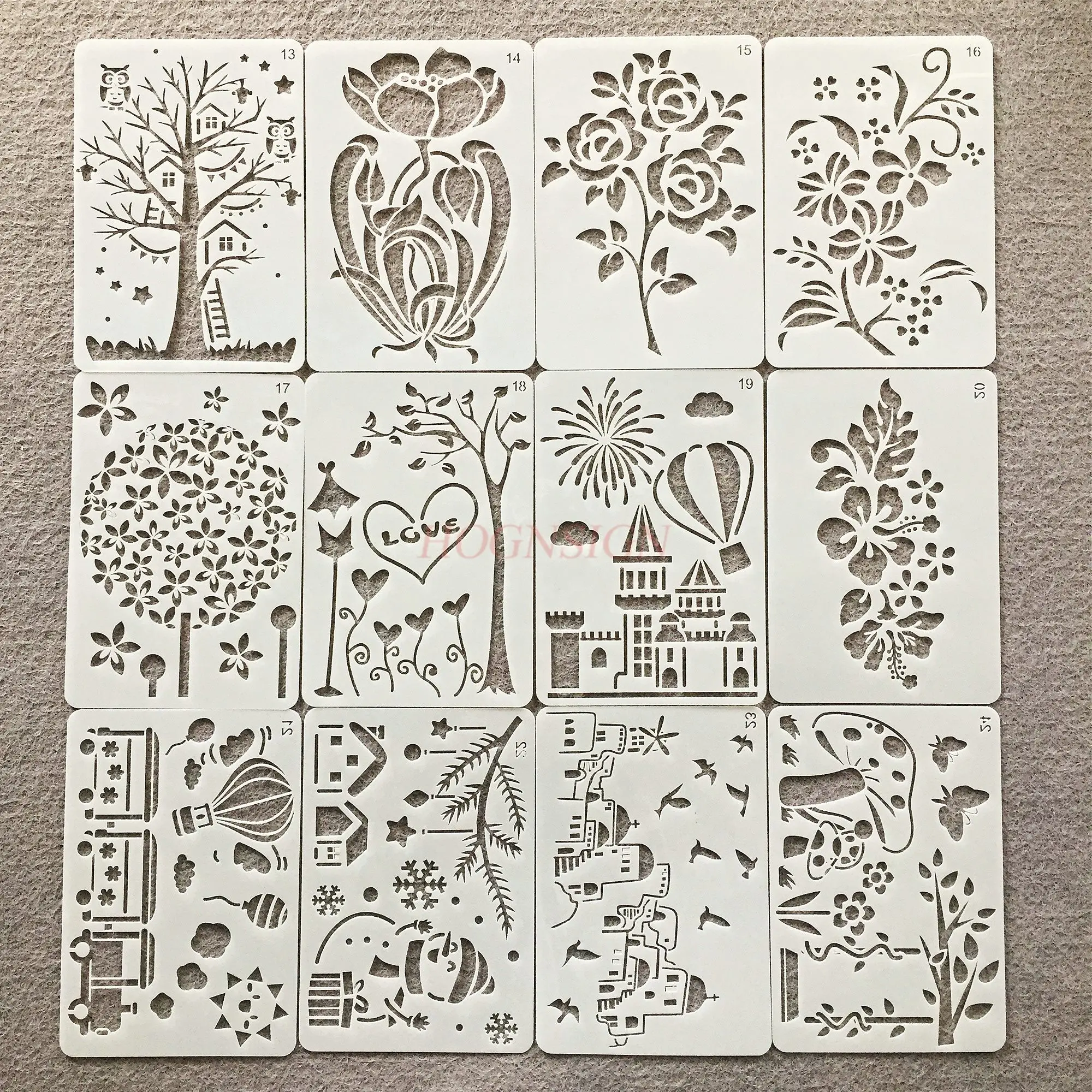 1pcs Rectangular hollowed out painting template DIY photo album lace ruler elementary school student hand copied poster drawing