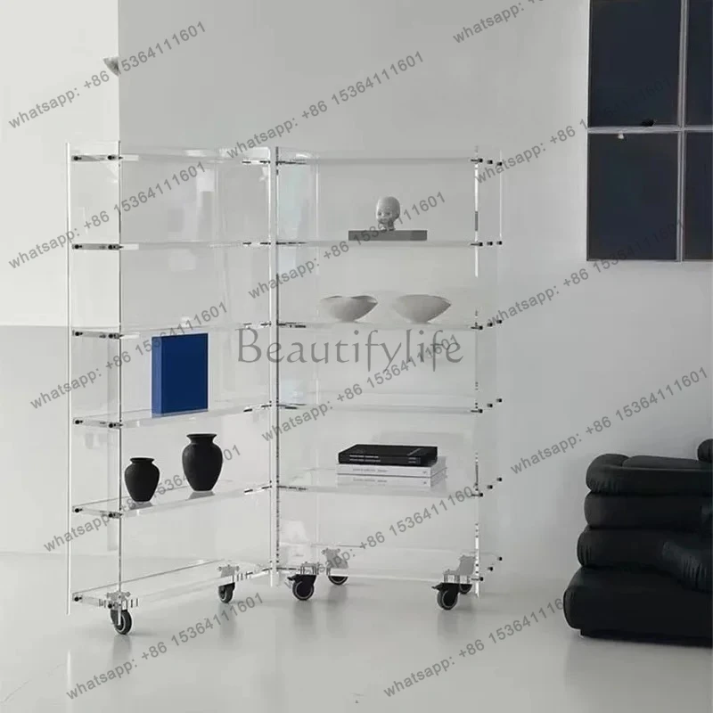 

Simple acrylic bookcase with door, living room corner storage cabinet, bedroom fashionable multi-layer locker