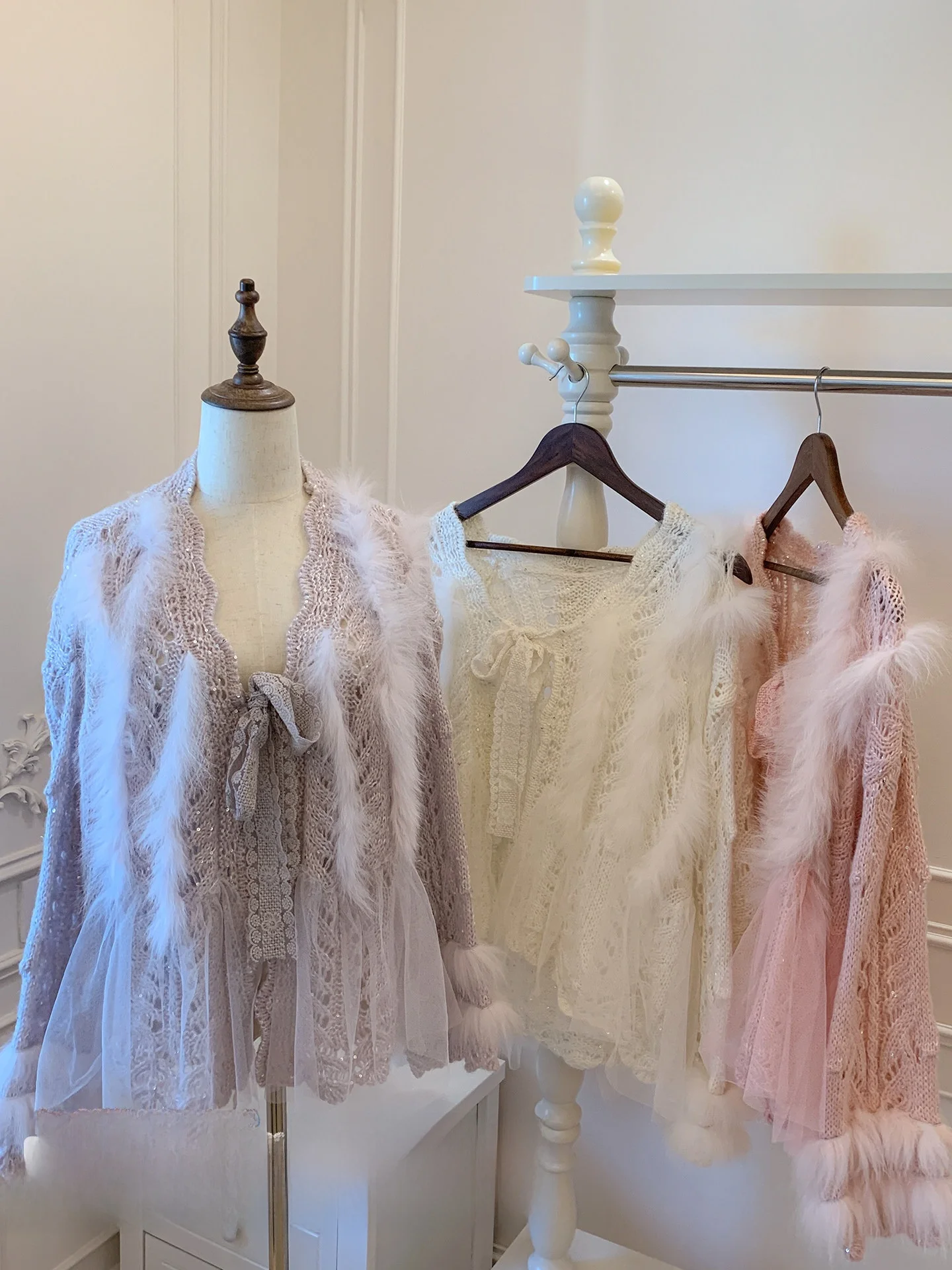 

aron Color Loose Fur Knitted Sweater Versatile Girl Sensation Top Ice Ice Comes Knot One oulder V-ne Lon...