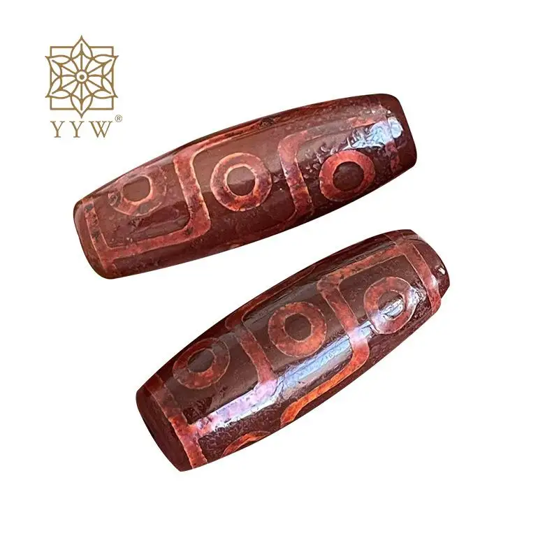 5PCS Nine Eyes Natural Tibetan Agate Dzi Beads High Quality Red 40mm Stone For Women Men Retro Jewelry Accessories Making