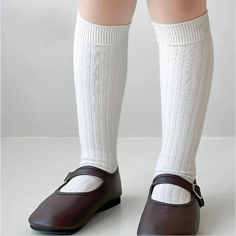 1-8Y Korean Style Girls Knee High Socks Lycra Elastic Non-tight Calf Seamless Toe Skin-Friendly Versatile Kids Girls Socks