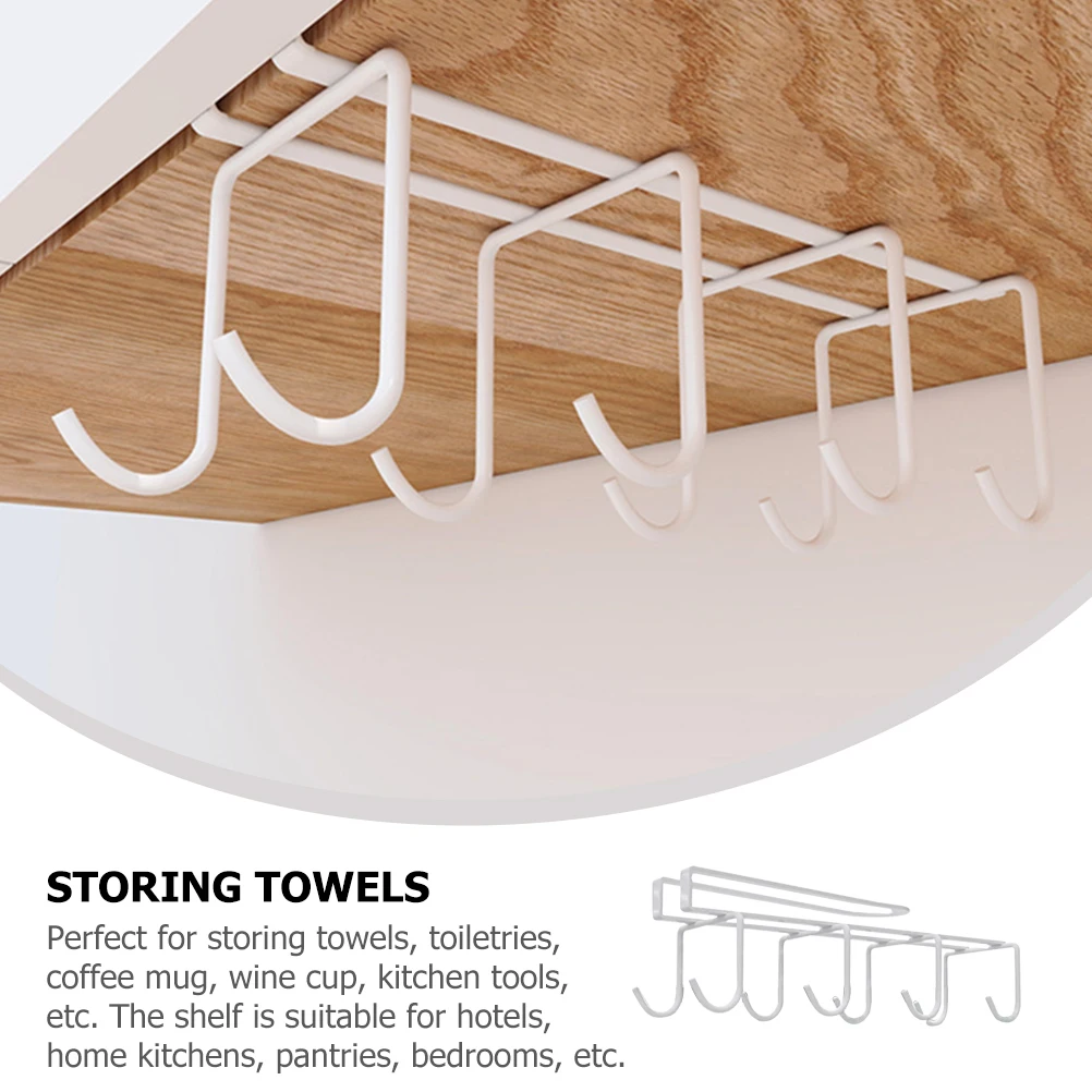 

Hook Storage Rack For Kitchen Punch Free Mug Hanger Under Cabinet Coffee Mug Holder Wine Cup Organizer Utensil Rack Space