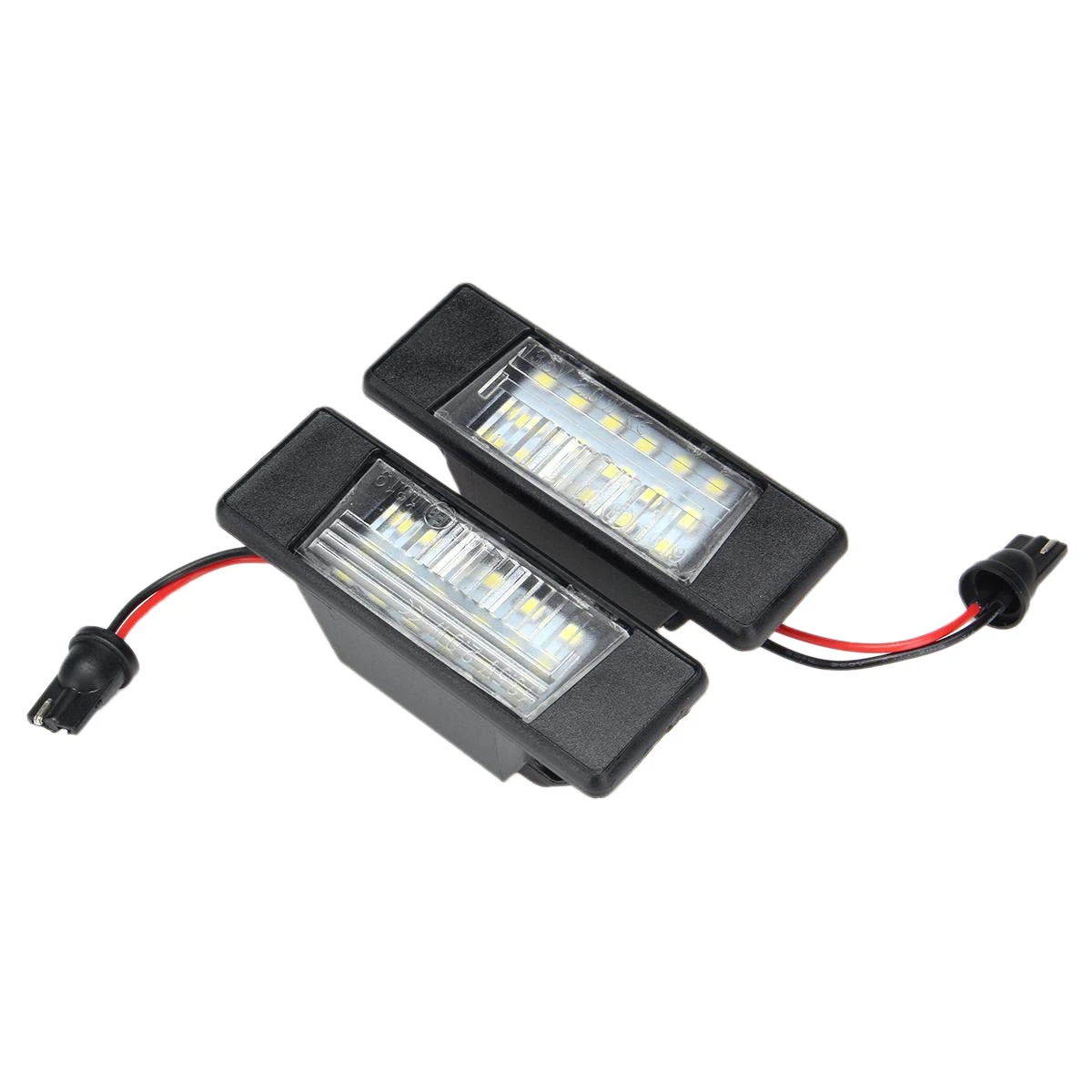 Luzes de matrícula para Nissan Qashqai, plástico brilhante Número Plate Light, X-Trail Juke Primera, carro 18LEDs, 2pcs