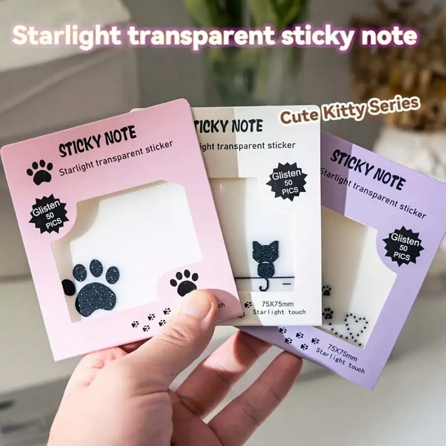 

50 sheets, sparkling transparent notes, series, transparent notes for school and office use