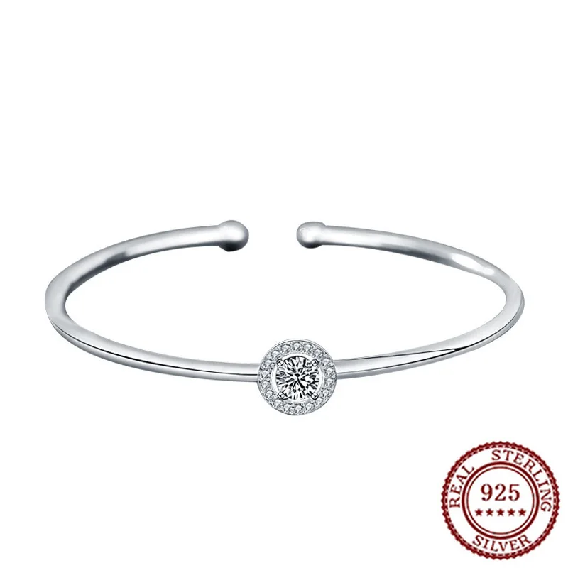 

2025 New Trendy 925 Sterling Silver Classic Temperament Atmospheric Fashion Classic Women's Diamond Set Zircon Open Bracelet