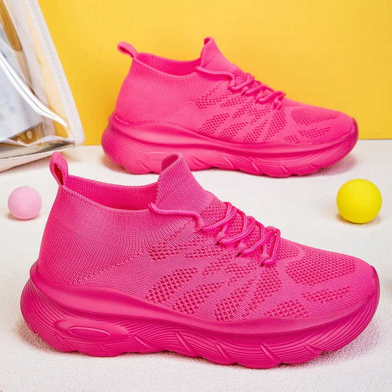 

High Quality Women Sock Sneakers Size 36-43 Breathable Knit Running Shoes Woman Trainers Outdoor Platform Women's Sports Shoes