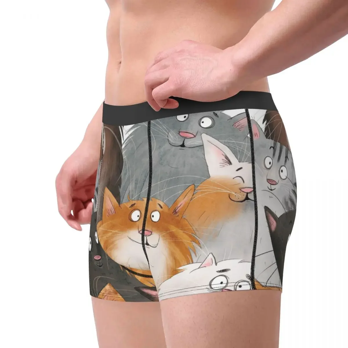 Nifty Cat Meek Haughty Languor Vivacious Sprout Underpants Breathbale Panties Man Underwear Print Shorts Boxer Briefs